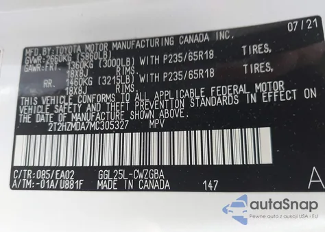 2021 Lexus Rx 350 z USA, uszkodzony, nr VIN 2T2HZMDA7MC305327